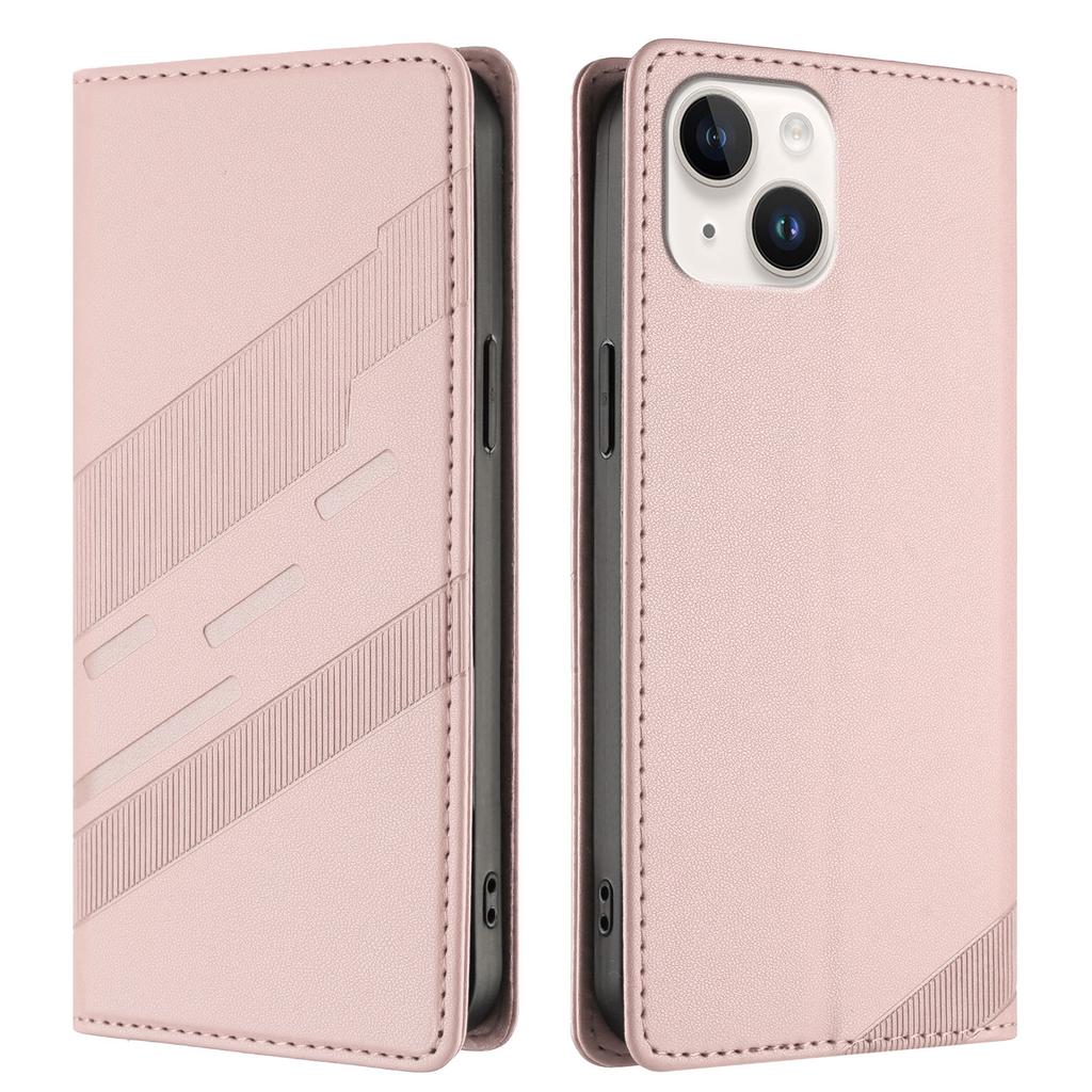 Für iPhone 15 Handyhüllen Punk-Stil Geprägtes Portemonnaie Ständer Lederhülle