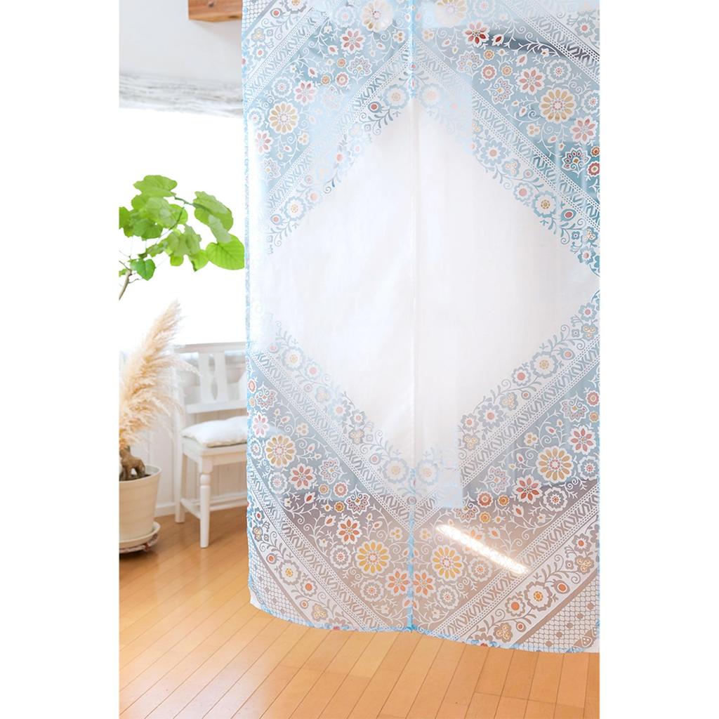 Tomo Corporation Kiyof Blue Noren Room Interior Curtain, Long, Divider, Sheer, Decor, 85x150cm, 12225-870-345