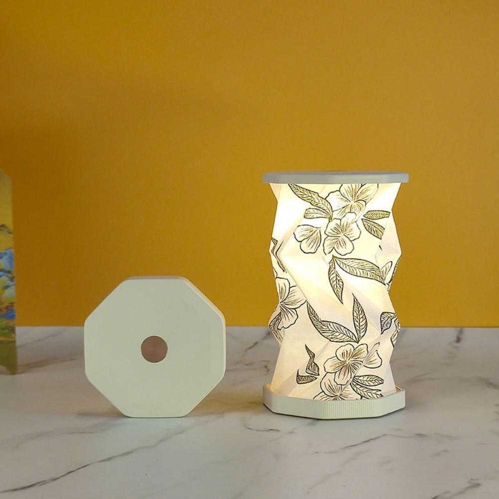 Creative Foldable Paper Latern LED Mini Rotating Light Birthday Gift Dimmable Table Lamp Home