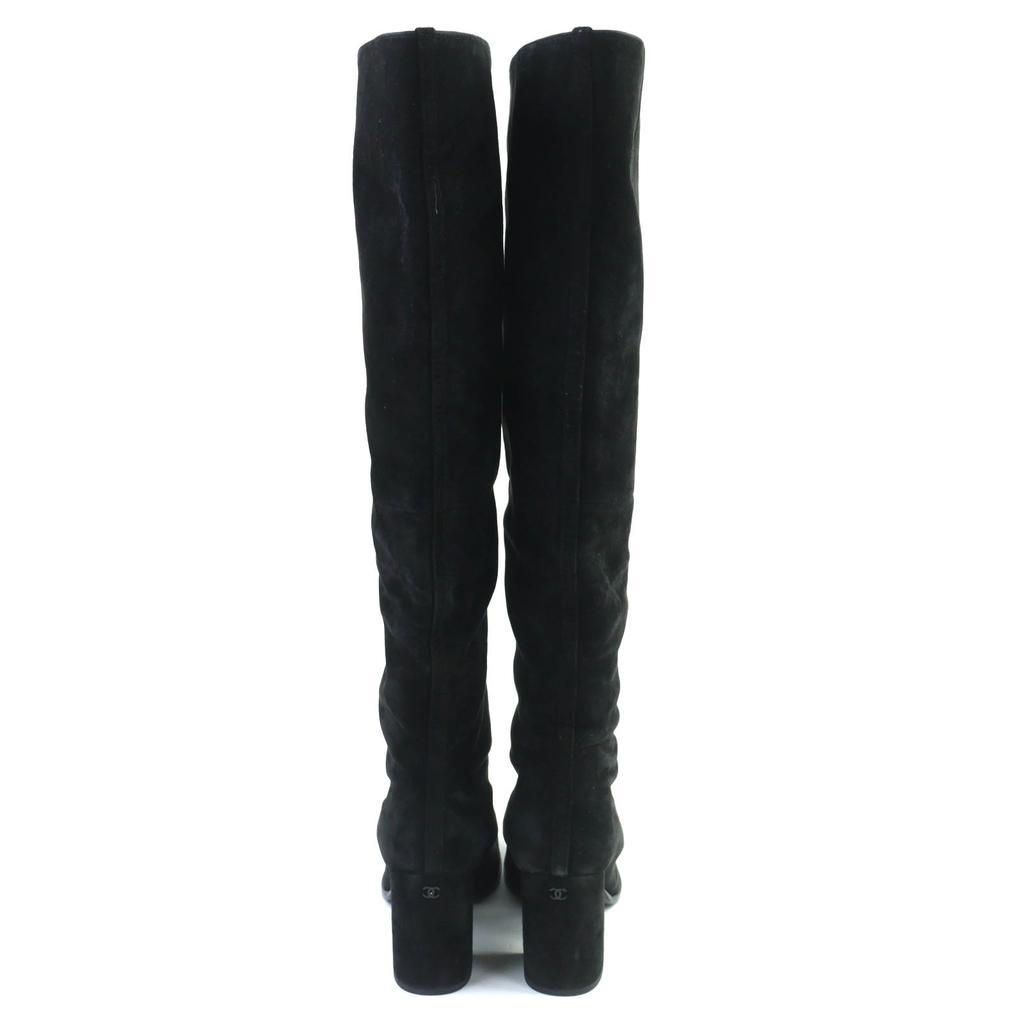 Great CHANEL Knee high boots COCO Mark suede leather long boots with 37.5 G39579 Used