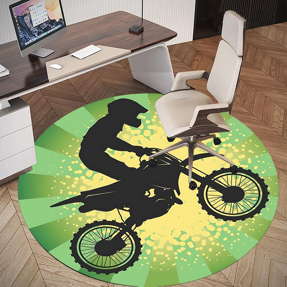 1pc motorcycle dirt bike Round Chair mat Area Rug - Non-Slip, Floor Mat for Office, Bedroom, and Indoor Decor c1125269