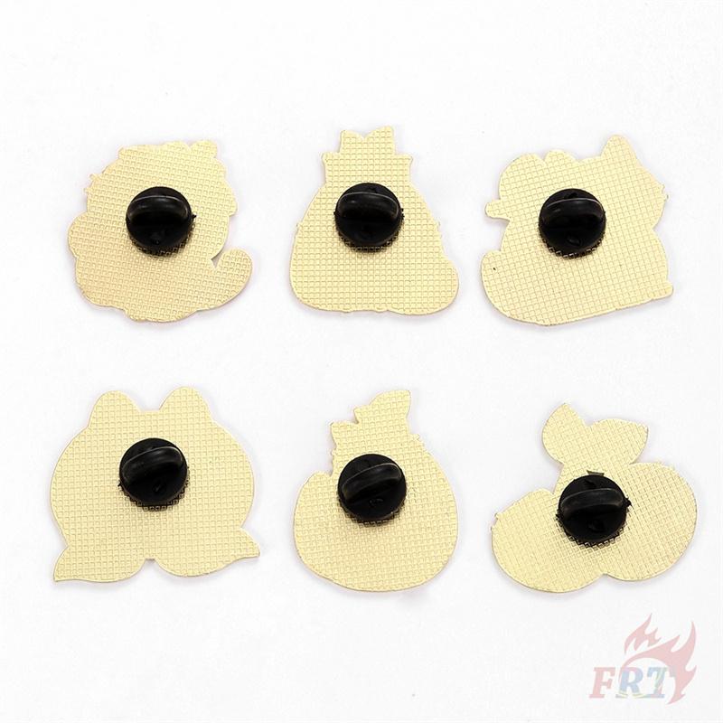 6Pcs/Set Q Funny Fruit Cats Brooches - Doodle Enamel Backpack Button Pins Badges