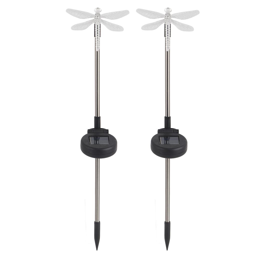 2Pcs Set Unique Dragonfly Solar LED Lawn Light Color Changing Garden Stake Light Decoration