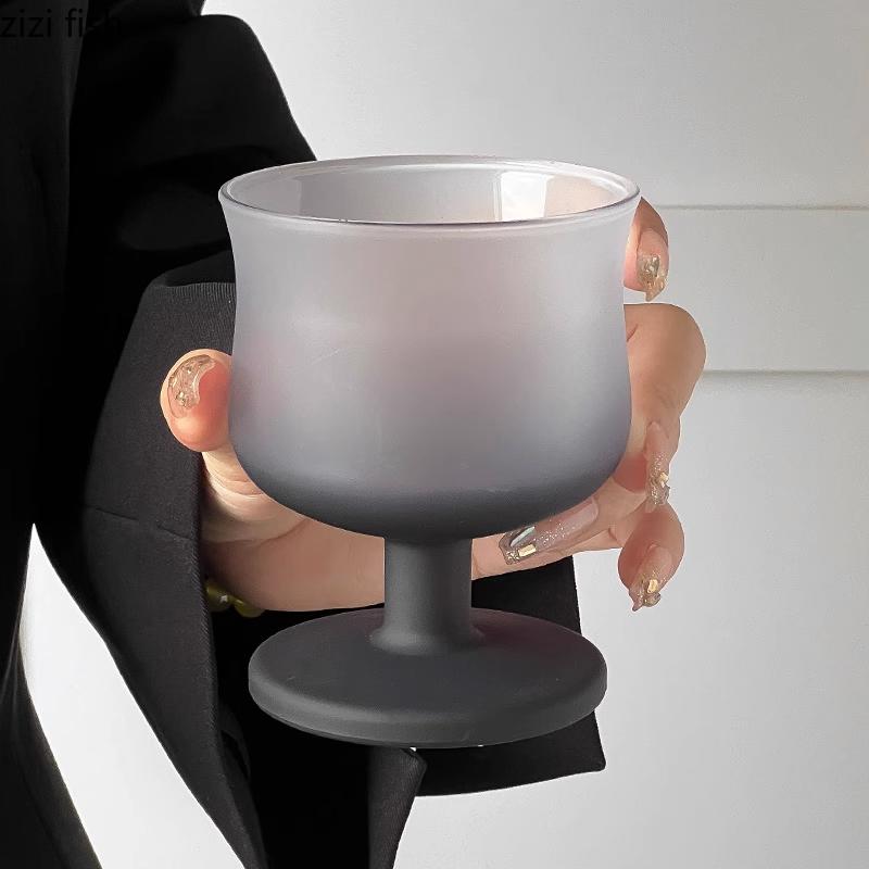 Frosted Gradient Glass Cup Red Wine Cup Goblet Juice Cups Champagne Glass Cocktail Dessert Bowl Water Cups Drinking Glasses