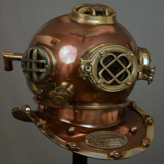 Mark V U.S. Navy Style Deep Sea Divers Helmet Full Size in Solid Metal Brass Aluminum Maritime Collectible Nautical Decor