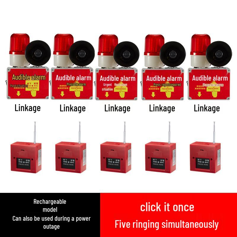 Single-Button Emergency Alarm with Sound and Light for Buildings and Rentals