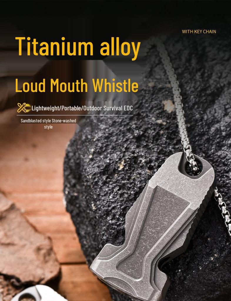 TC4 Titanium Alloy Double Tube High Decibel Survival Whistle - EDC Outdoor Emergency Tool