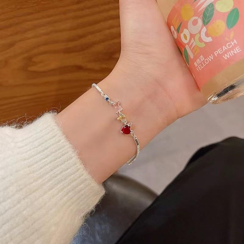 Fashionable Summer Dopamine Rainbow Beaded Flower Bracelet For Women Trendy Jewelry Gift