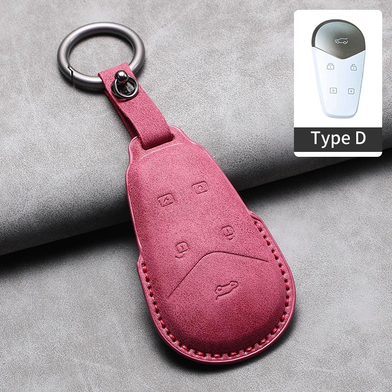 3D Leather Car Key Case Cover For VOYAH DREAM POWER PHEV EV Car Remote Keychain Anti-Scratch Cover Shell Decorative Accessories