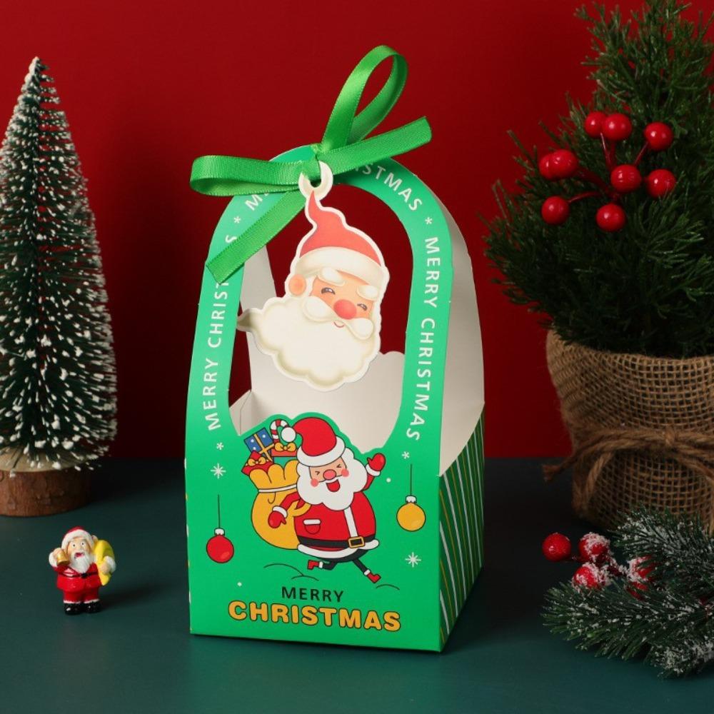 5PCS Handheld Gift Box Santa Claus Cookie Food Packaging  Christmas Party Decoration