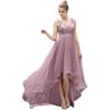 European Plus Size Sequin High-Low Evening Gown, Deep V Mesh New Year's Eve & Bridesmaid Dress 2026