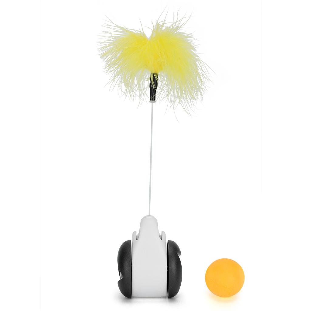 Car Design NonBattery Self Rotating Cat Chasing Toy Pet Interactive Toys with Ball Plume