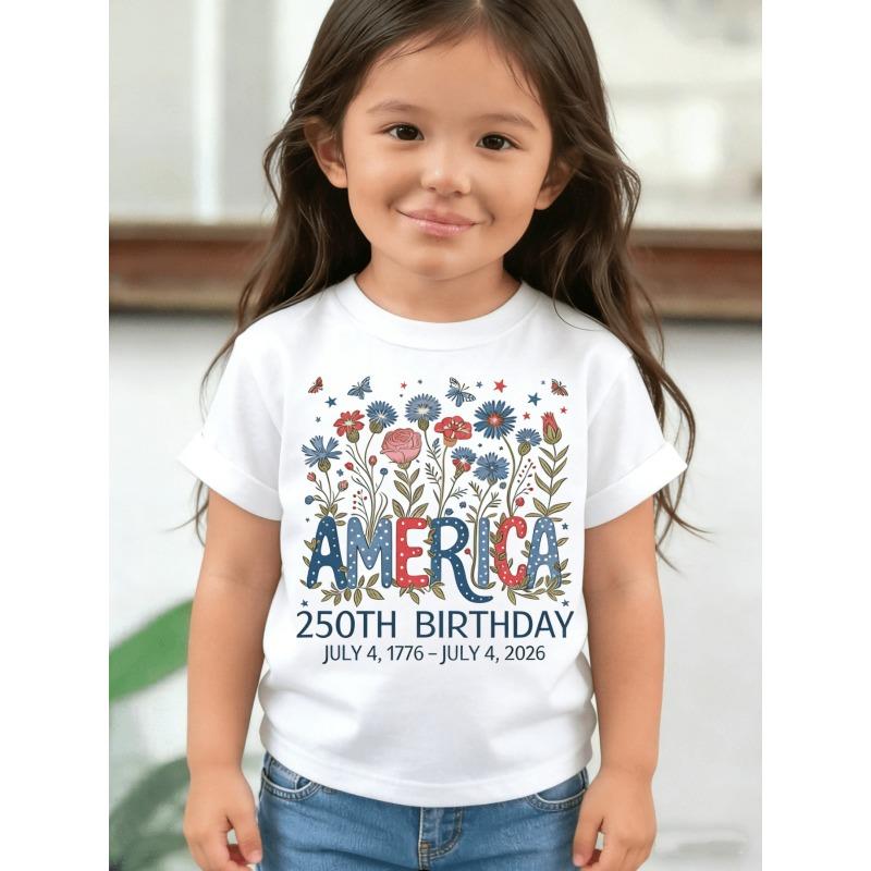 

European Size Girls T Shirts Feature Bright and Eye Catching Designs of Colorful Flowers and Butterflies 98cm белый