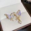 Light Luxury High-end Silver Butterfly Pearl Earrings Women's Retro Temperament Ins Style Earrings Niche Versatile Ear Jewelry
