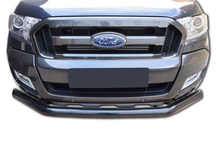 J&J AUTOMOTIVE | Pare-buffle Avant Avec Tôle Pour Ford Ranger Depuis 2016 (Bar De Ville Unique Noir)