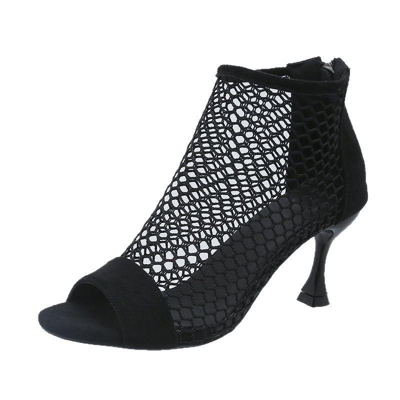 Sandal Boots Women Fine Heel Back Zipper Fish Mouth Sandals