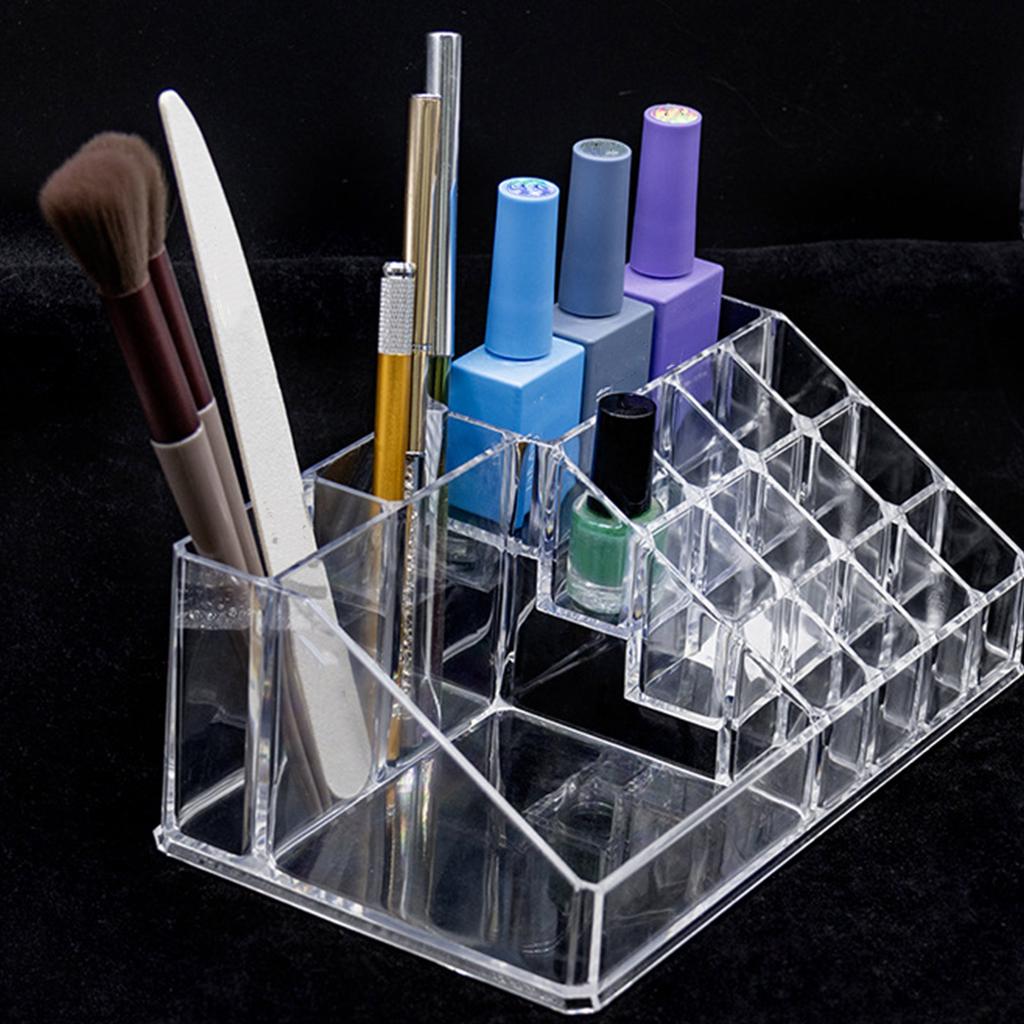 Clear Nail Polish Organizer Acrylic Display Stand Plastic Cosmetic Holder For Makeup Brush Storage Solution