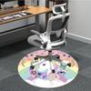 1pc Unicorn Rainbow Flowers Chair Carpet for Office, Round Polyester Mat, Indoor Decor for Office, Easycare Fabric, Washable Non-slip Area Carpet