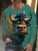 Funny 3D Chicken Print Men's Long Sleeve T-shirt New Autumn Oversized Pullover Hip Hop Punk Clothing Casual Fashion Top