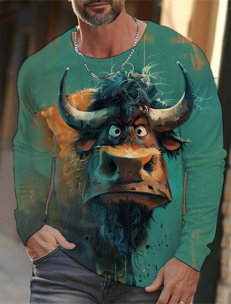 Funny 3D Chicken Print Men's Long Sleeve T-shirt New Autumn Oversized Pullover Hip Hop Punk Clothing Casual Fashion Top