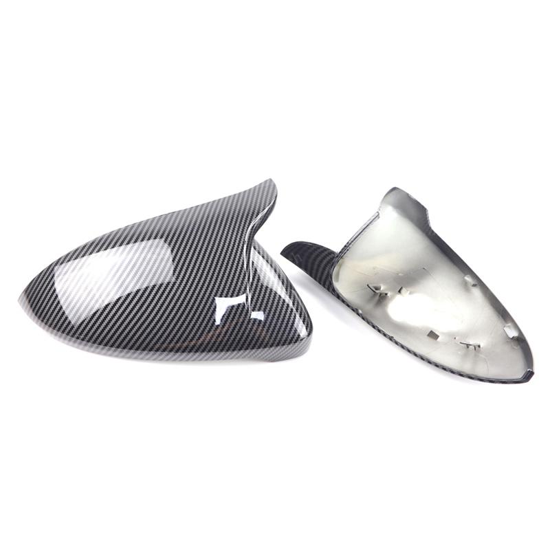 Carbon Fiber Look Black Horn Shape Side Wing Mirror Cover for Volkswagen VW Golf 7 MK7 MK7.5 GTI R GTE GTD 13-20 Replacement