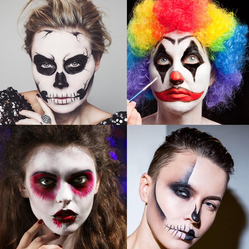 Three-Color Clown Face Paint: Red, Black & White Cream Pigment for Halloween & Performances