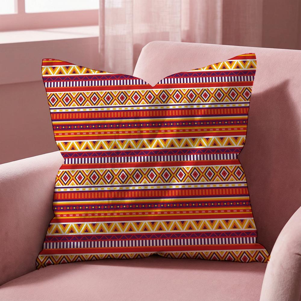 Retro Patterns Cushion Cover MultiScene Pillow Cover for Home Car Reversible Soft Durable for Daily Use