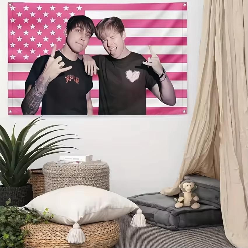 1PZ Jack Johnny Sam Colby Bandiera USA Arazzo Stelle Rosa Strisce Stampa Piatta per Decorazione Murale Camera Universitaria