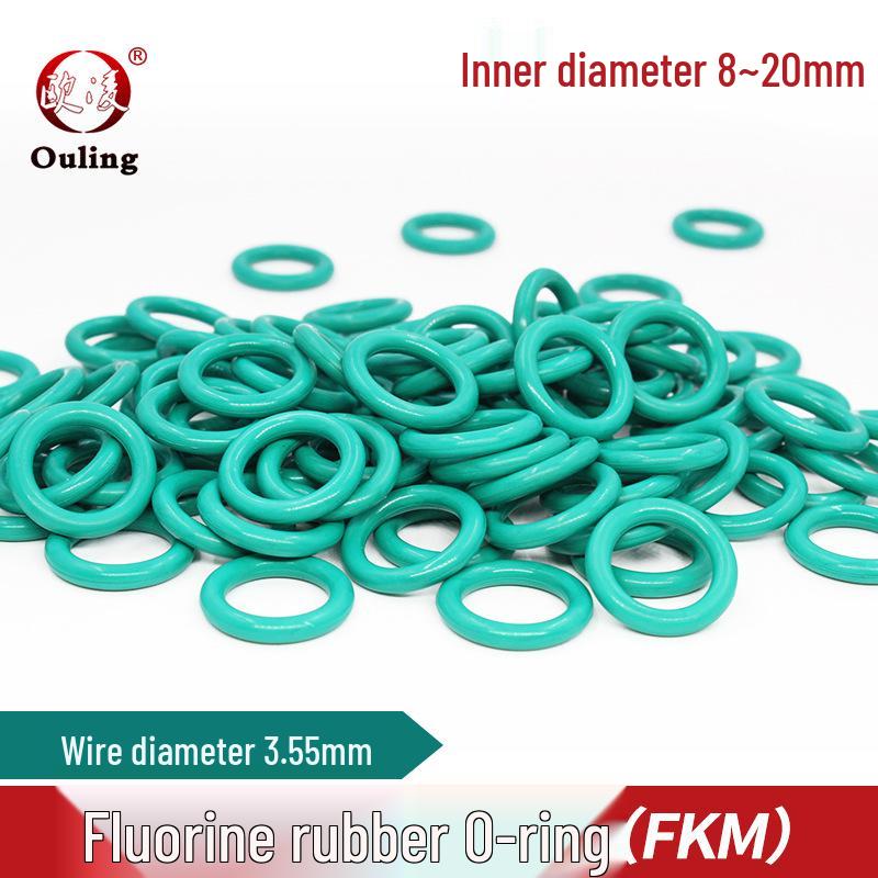 Green FKM O-ring, ID Options: 8-20mm, Width: 3.55mm ID 8mm (10 pcs) Green FKM O-ring