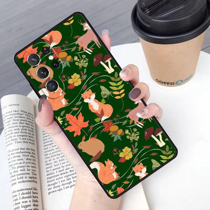 Autumn Leaves Fall Fox phone case Cover For Samsung Galaxy S24 S25 Ultra S21 S22 Ultra S10E Note 10 Plus Note 20 FE S23