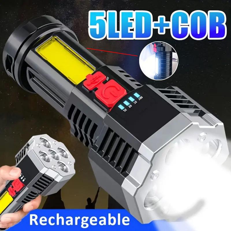 5 Core High Power LED Taschenlampe Wiederaufladbare Campinglaterne Suchscheinwerfer COB Seitenlicht 4 Modi Wasserdichtes Abenteuer Outdoor Taschenlampe
