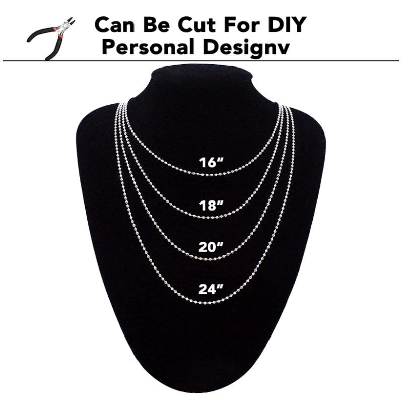 5m1.2-4mm Steel Ball Chain Bead Necklace for Jewelry Making Bracelets Military Crafts, Silver Metal Zipper Ball Bead Chain Roll