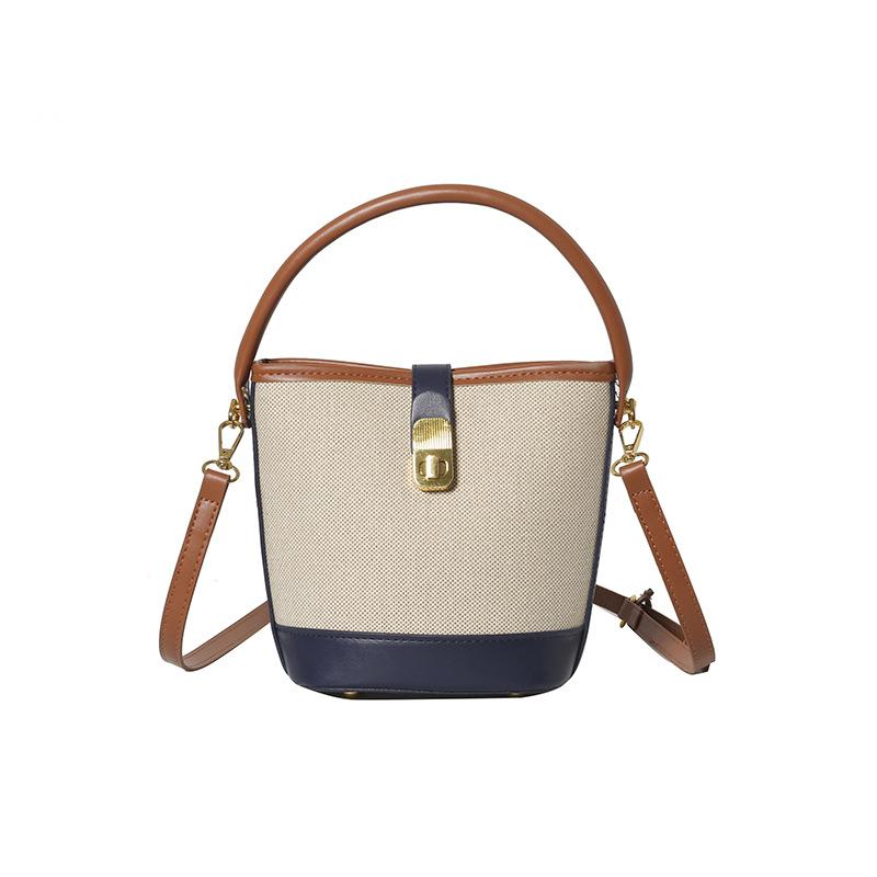 Torebka damska nowa modna przenośna torebka typu bucket niszowy design kontrastowe łączenie kolorów na ramię listonoszka