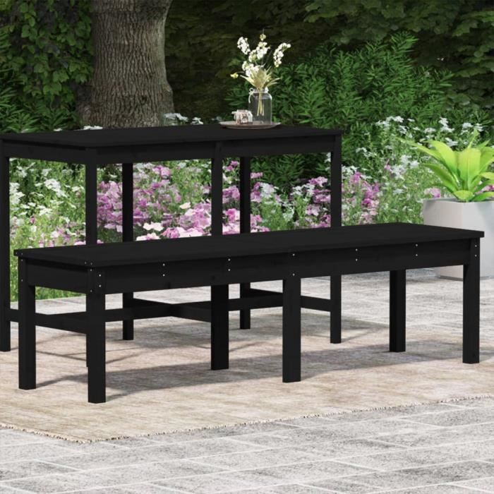 VidaXL Banc de jardin à 2 places noir 159,5x44x45cm bois massif de pin 824015