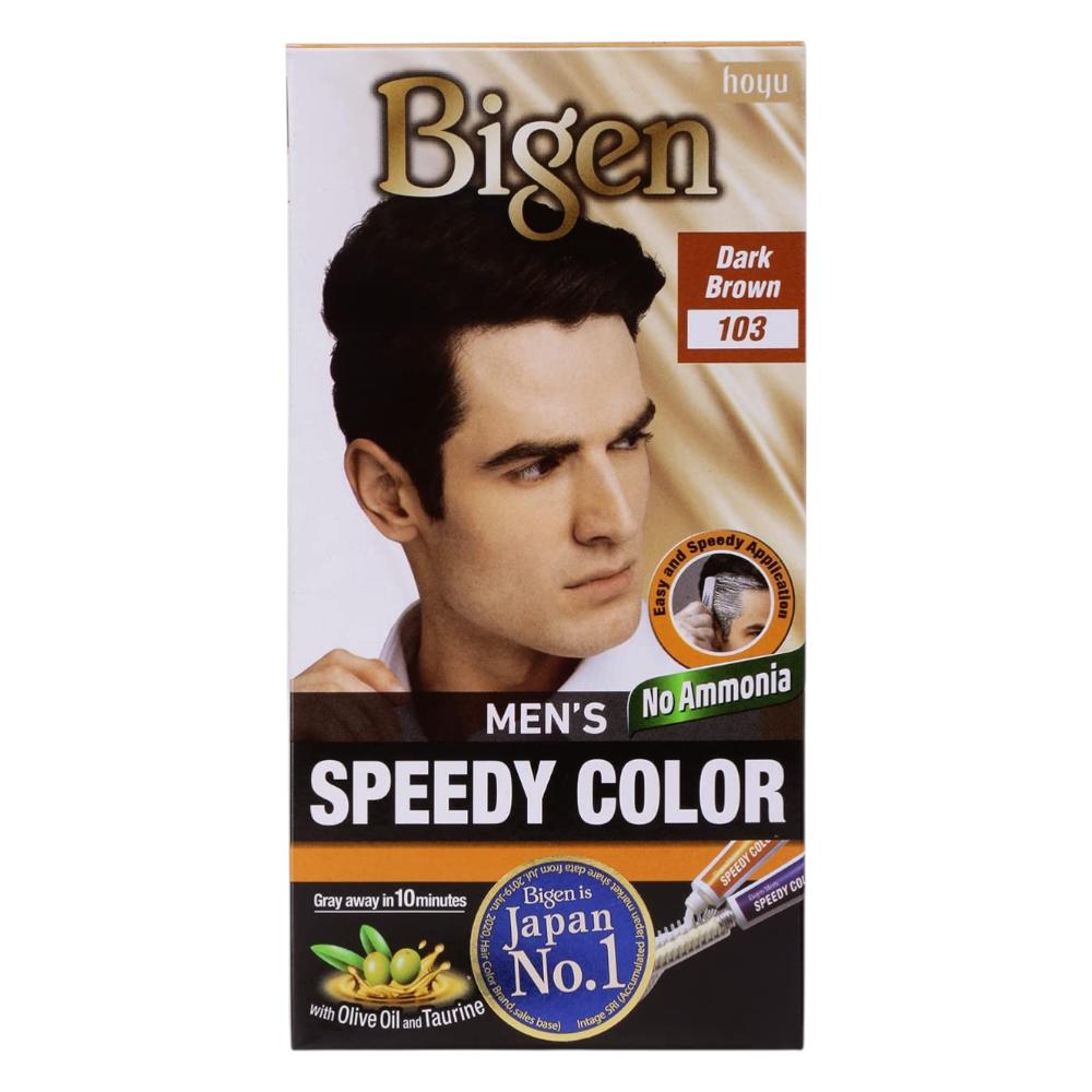 

Bigen Men s Speedy Hair Color Dark Brown 103, 80g Cream Dye, Ammonia-Free Hair Coloring for Dry Hair, Easy Application, Pack of 1