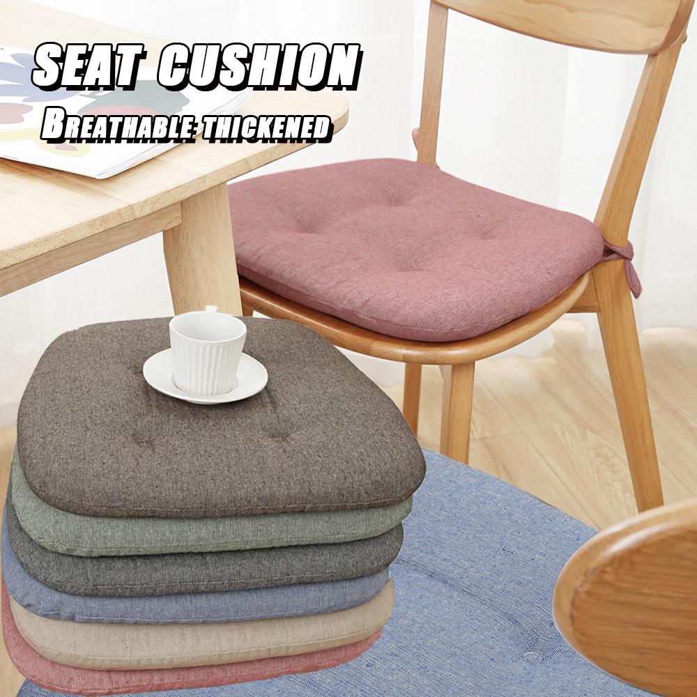 New Winter Thicken Warm Dining Chair Cushion Cotton Linen Seat Pad Horseshoe-shaped Breathable Chair Cushions Home Supplies