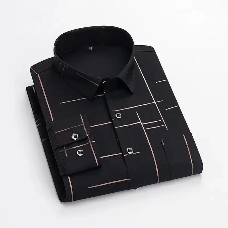 Men's Long Sleeve Plaid Dress Shirt Slim Fit Business Casual Button Down Shirt