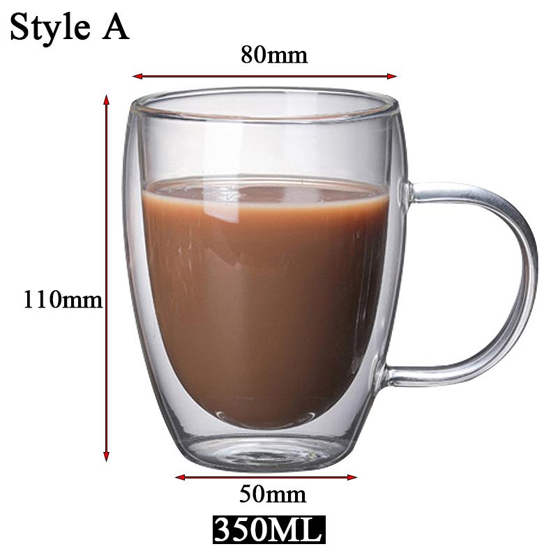 Double Bottom Wall Glass Coffee Cup Whiskey Tea Thermal Heat Resistant Cocktail Vodka Shot Wine Mug Drinkware Tumbler Set