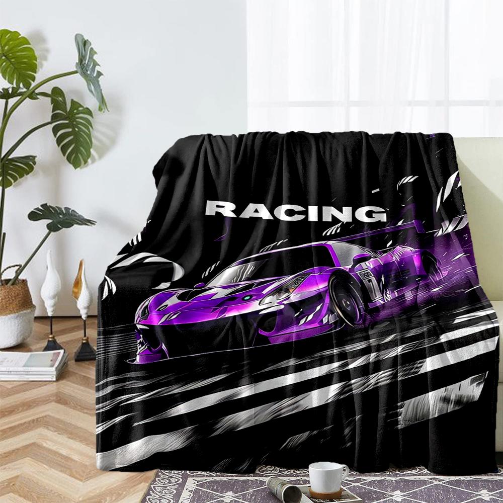 Racing Theme Printed Blanket - Perfect for Couch, Bed, Travel & Outdoor Use | Machine Washable, Cozy & Durable.