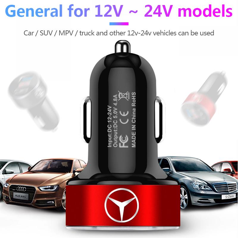 Car Charger 2 USB Ports Fast Charging Digital Display Car Accessories For Mercedes-Benz AMG W212 W220 W221 W222 W108 W126 W140 W168 W169 W176 W177