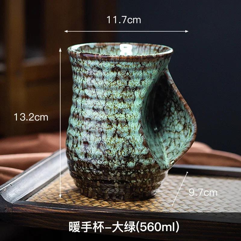 Glazed Ceramic Coffee Mug - Heat-Resistant Large Capacity Cup for Latte Art, Tea & Warm Hands, Creative American-Style Design