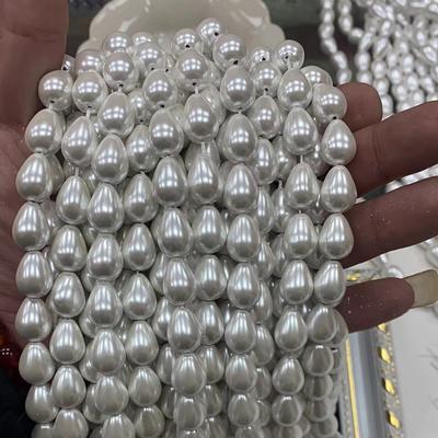1 Strand Druppelvormige Waterdruppel Schelp Parel Kralen 10x14mm Witte Imitatie Parels 38cm Losse Kralen Voor DIY Druppel Oorbellen Kettingen Bruiloft Sieraden Maken