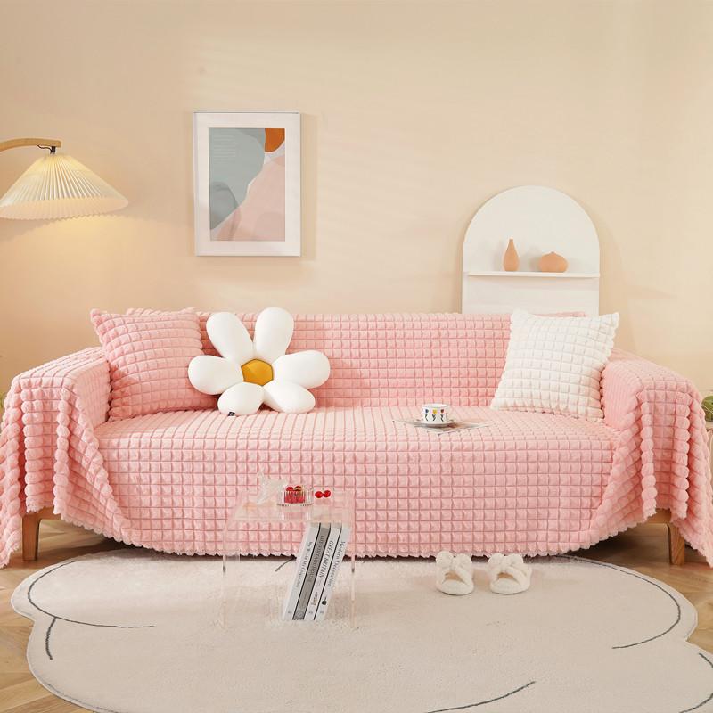 Superweicher Sofabezug aus kariertem Kaninchenfellimitat, Handtuch für 1/2/3/4/5-Sitzer, Plüsch-Sofaüberwurf, Decke, Couch-Schonbezug für Kinder und Hunde