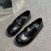 Single shoes women's shoes summer flat bottom low heel cos low top trendy new round head Mary Jane small feet women's small leather shoes