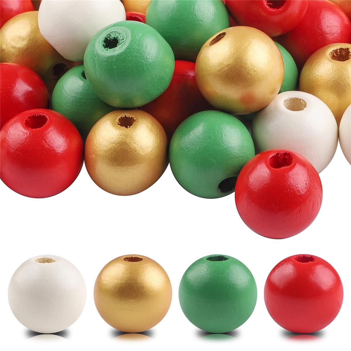 

40 шт. 16 мм рождественские цветные серии деревянные бусины спрей-краска круглые свободные бусины для изготовления ювелирных изделий DIY очаровательное украшение