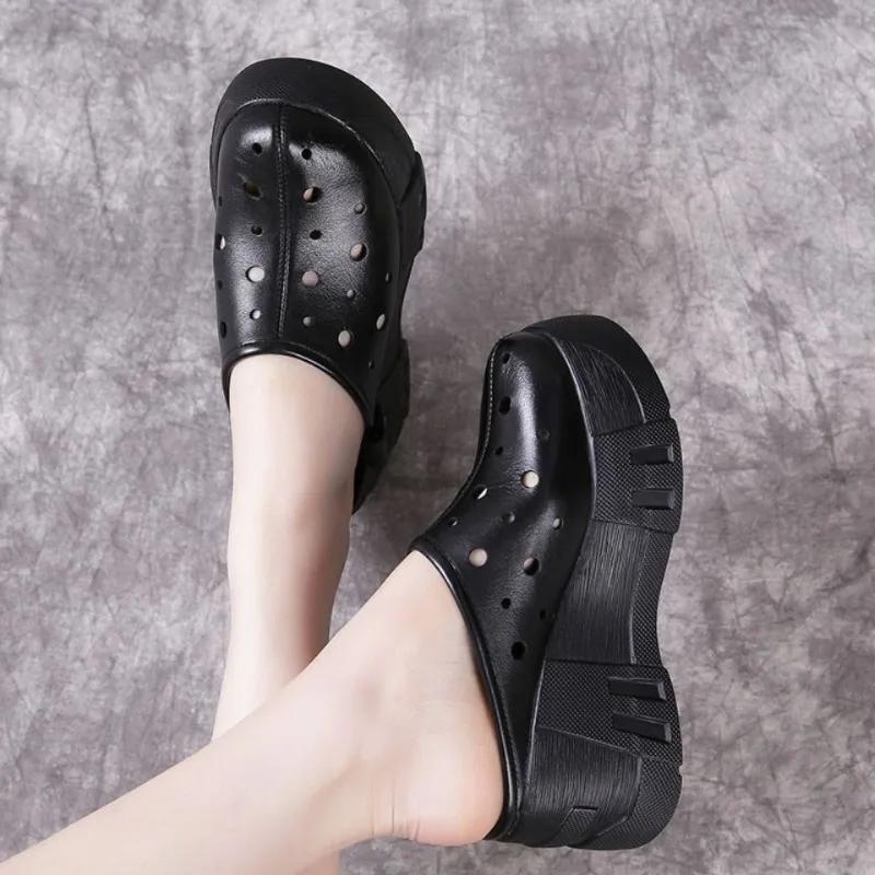 Fashion Woman Slippers Thick Platform Sandals Outside Slides Casual Shoes for Women New Style Natural Skin On Sale High Quality