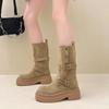 Women's new spring autumn single boots retro midsole thick sole simple comfortable versatile short boots for daily casual wear