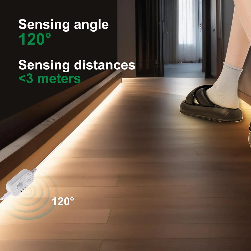 USB PIR Motion Sensor COB LED Strip Lights 5V Flexible Tape Ribbon Diode Light with Auto ON/OFF for TV Backlight Room Cabinet Decor