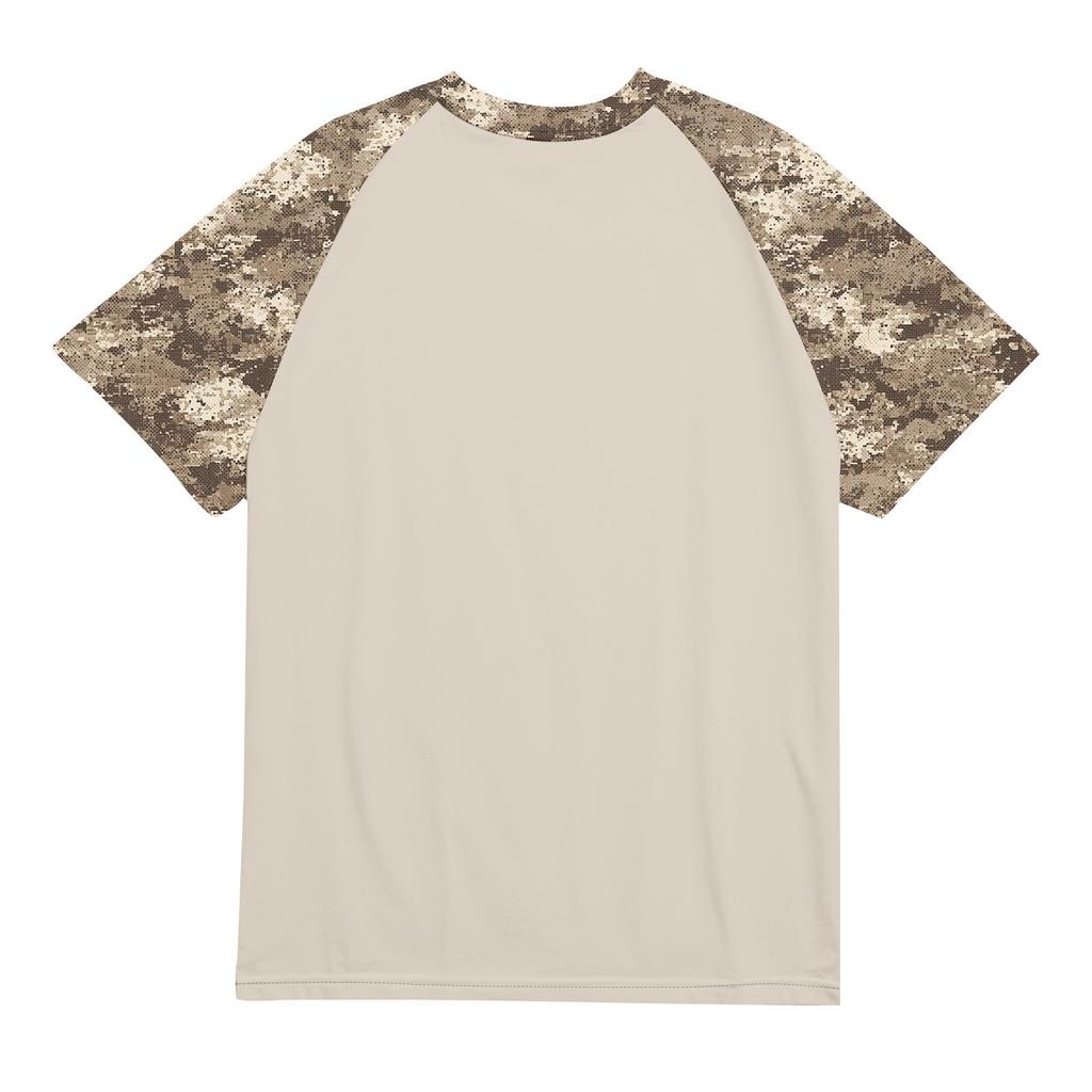 Camouflage Style Printed Raglan Sleeves Men's Short Sleeved Top