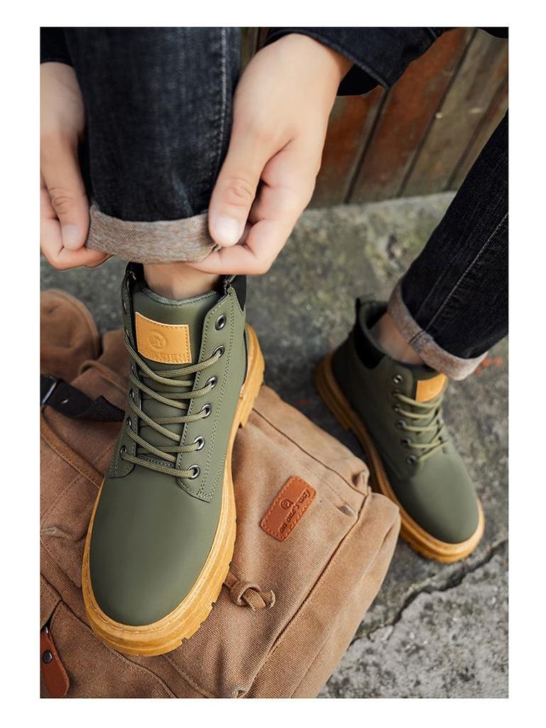 Velké žluté pánské voděodolné boty Martin nadměrné velikosti - Podzim/Zima Protiskluzová bezpečnostní pracovní obuv a turistické boty